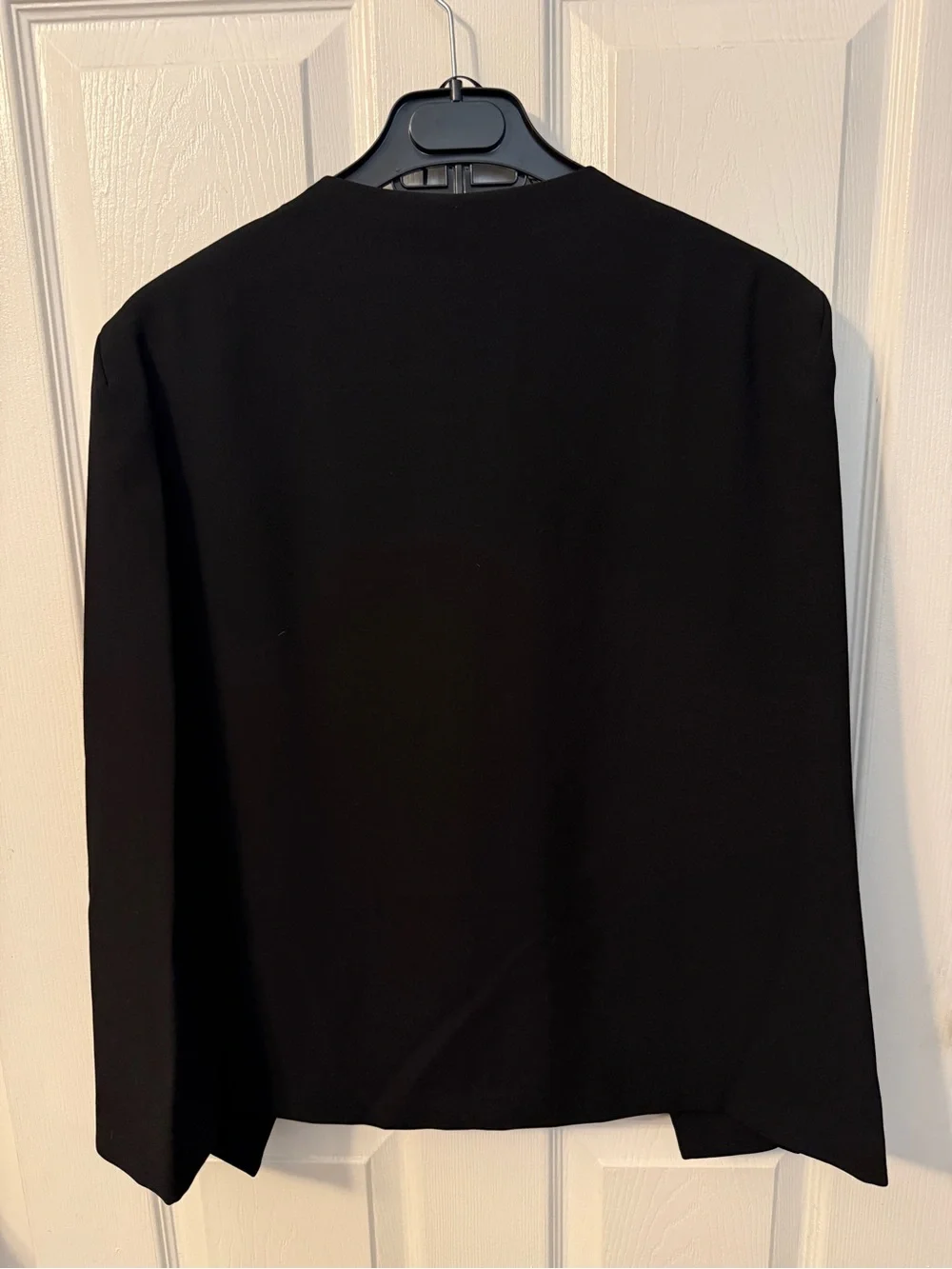 Zara black collarless V-neck blazer with Split Sleeves Cape Details